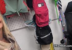 Busted Blonde MILF Strips in Office?