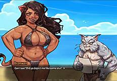 Pig Princess in Hentai Game BDSM Contest on Public Beach