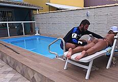 pool cleaner fucks housewife while husband works