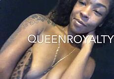 Loyaltynroyalty Showcases Ebony Tattoo Body in Nasty Solo Squirting Webcam Shower Session