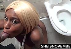 i watch old man fill ebony mouth in bathroom