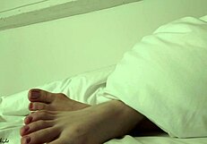 i sensually massage my oiled blonde legs at home