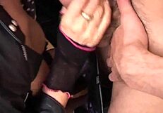 Italian Milf Masturbates at Work, Stroking Cock for Cum