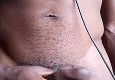 Stroking Big Black Cock, Cum Splashes on Floor