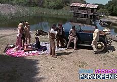 Gangsters fuck in wild outdoor orgy