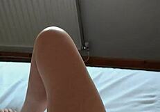 housewife performs on cam with curtains fully open