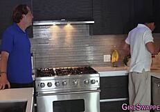 two teen 18+agers get facialized by old man in hardcore oral session