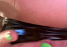 I oiled my big tits and fingered my shaved pussy closeup