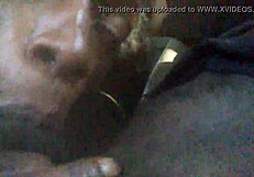 Intensely eating that massive big black cock outdoors!