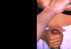 He couldn't stop staring at his friend's stepmom's huge tits while studying.