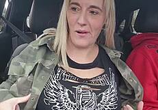 Car sex, amateur, couple, anal play