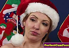 British Babe Sucks Hard In Fishnets Before Cumshot Facial