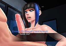 sexy redhead teen gives handjob and blowjob to monster cock friend