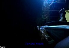 Watching reality show while getting blowjob from big black cock in the dark!