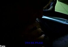 Watching reality show while getting blowjob from big black cock in the dark!