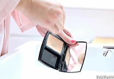 Busty carol squirts in bathroom with dildo