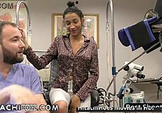 Miss mars moans through vibrator orgasms in doctor's office.