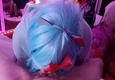 Giggling cumslut deepthroats monster cock