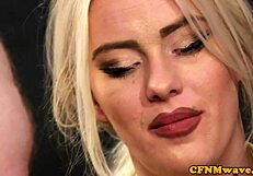 Cute European Teases Professor in CFNM Handjob