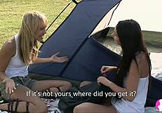 lesbian camping trip got wild with licking and fingering outdoors! 😍