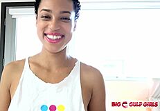 ebony brunette amethyst banks deepthroats friend's cock in stockings