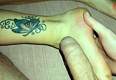 Forbidden Stepson Jerking Off Unleashes Cum on Mother-in-Law's Tempting Feet