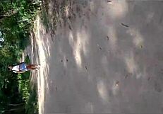 Michell and Paula dare oral sex and fucking under a public tree in Colombia.