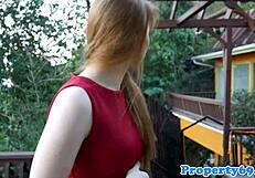 Ginger realtor strips and shows tits ass pussy