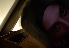 Transsexual amateur sucking monster cock in POV scene