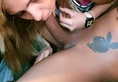 blonde girl sees big black cock and immediately wants to suck it - thai camargo with joao o safado