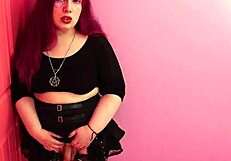 goth tranny shoots big load in pov masturbation, watch her cum
