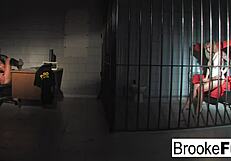 Watch this hot hardcore scene with Brooke Brand Banner playing both the officer and the prisoner