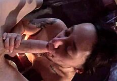 She sucks her man in the steamy jacuzzi, big tits bouncing.