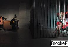 Watch this hot hardcore scene with Brooke Brand Banner playing both the officer and the prisoner