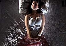 Wow, sexy brunette drenches grey panties with wild orgasms! 😍