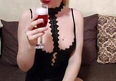 blonde enjoys rolls and sushi chopsticks play