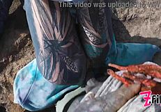 Caught Punk Goth Couple In Wild Public Sex On Ruin With Split Tongue Blowjob