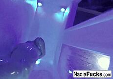 I love watching this sexy blonde wrestler using double toys on her pussy and ass