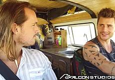 Friends pick up a twink for a rough spit roast at FalconStudios