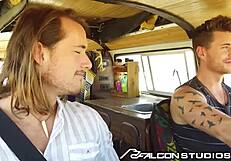 Friends pick up a twink for a rough spit roast at FalconStudios