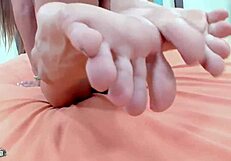 Petite Blonde's Small 18+ Tits in Intense Foot Fetish Scene, Feeling Horny and Licked