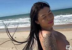 Blonde teen takes off bikini and slides to cowgirl position on boyfriend