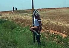 staci onit rides cowgirl in public outdoor setting