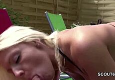 GERMAN MILF SEDUCES YOUNG BOY TO FUCK AT POOL