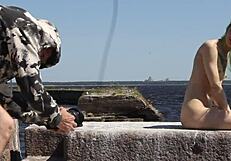 Naked Woman On The Dock!