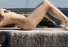 Naked Woman On The Dock!