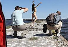 Naked Woman On The Dock!