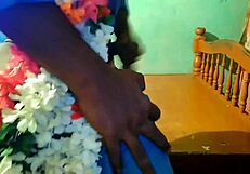 Tamil jasmine flower aunty squeezes her big boobs.