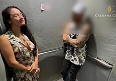 Laydy says, 'I want to fuck you now,' after elevator meeting, leading to bedroom blowjob and fucking.