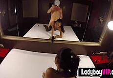Sexy Asian Ladyboy Delivers Hands-Free Blowjob POV
